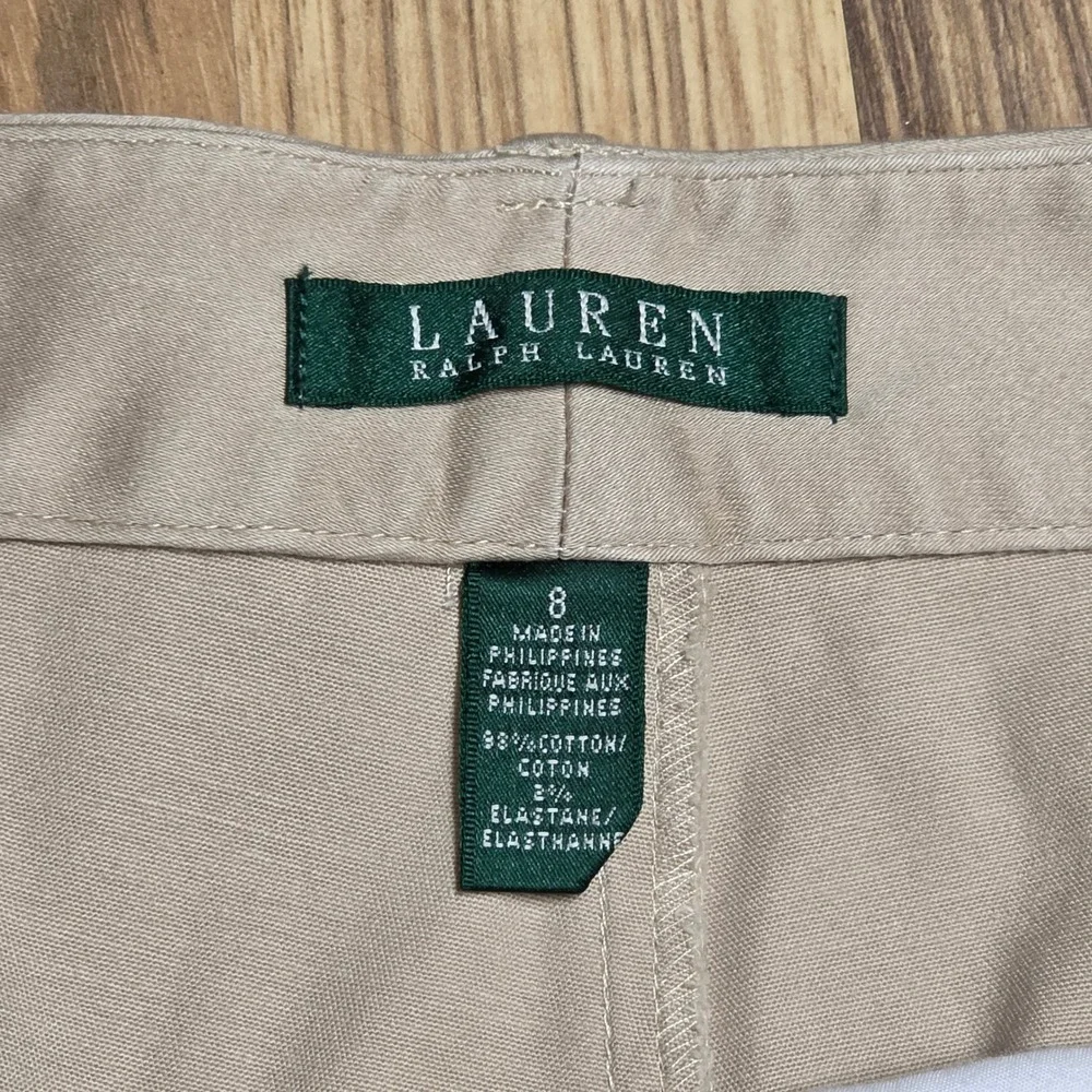 Lauren Ralph Lauren Women's Khaki Shorts Size 8 Cotton Blend‎ Casual EUC